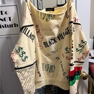 AKIRA Cream Graphic Crew Neck Sweater